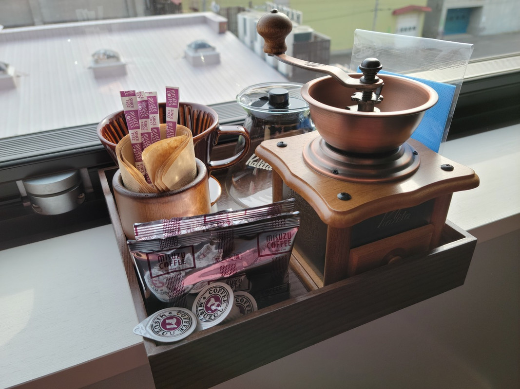 客室のコーヒーミルセット