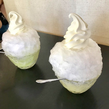 「広栄堂」 料理 114712153 生メロン 520円+100円(ソフト)-30円(少なめ)=590円 生グレープフルーツ 420円+ 100円(ソフト)-30円(少なめ)=490円