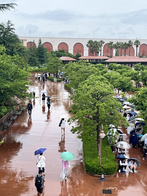 OPEN前に雨の中並ぶ