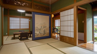 [城ヶ岳, 湯山] 茅葺き屋根の一軒家風客室 (6畳+6畳+縁側) 禁煙