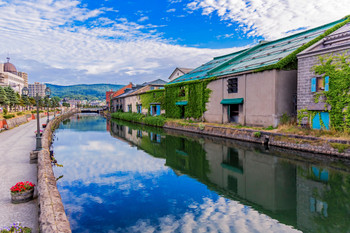 Otaru canal morning summer view