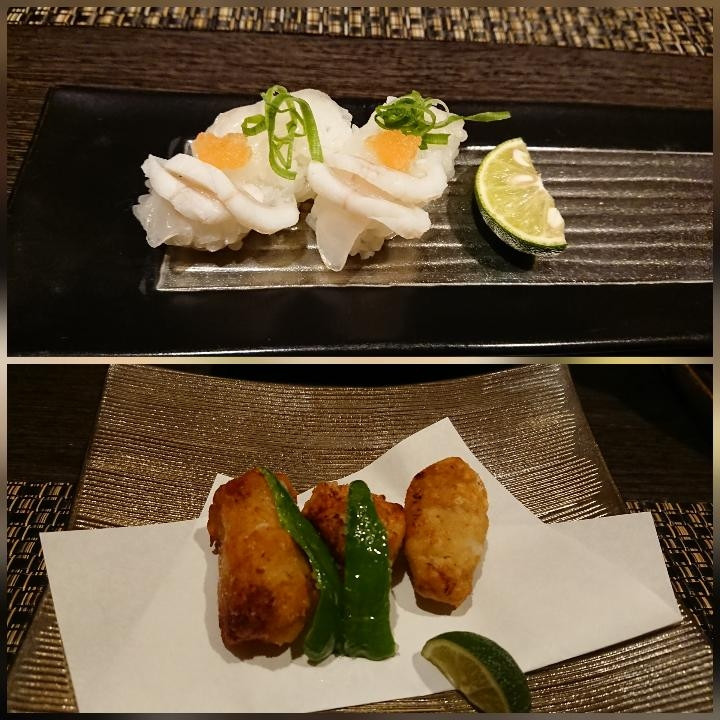 フグのにぎり、フグのから揚げ、美味でしたよ