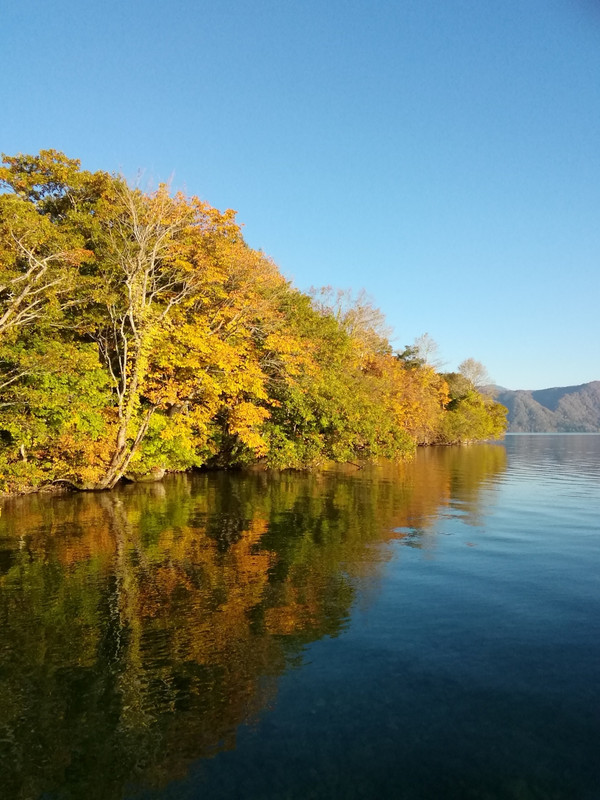 ホテル前の湖畔の絶景