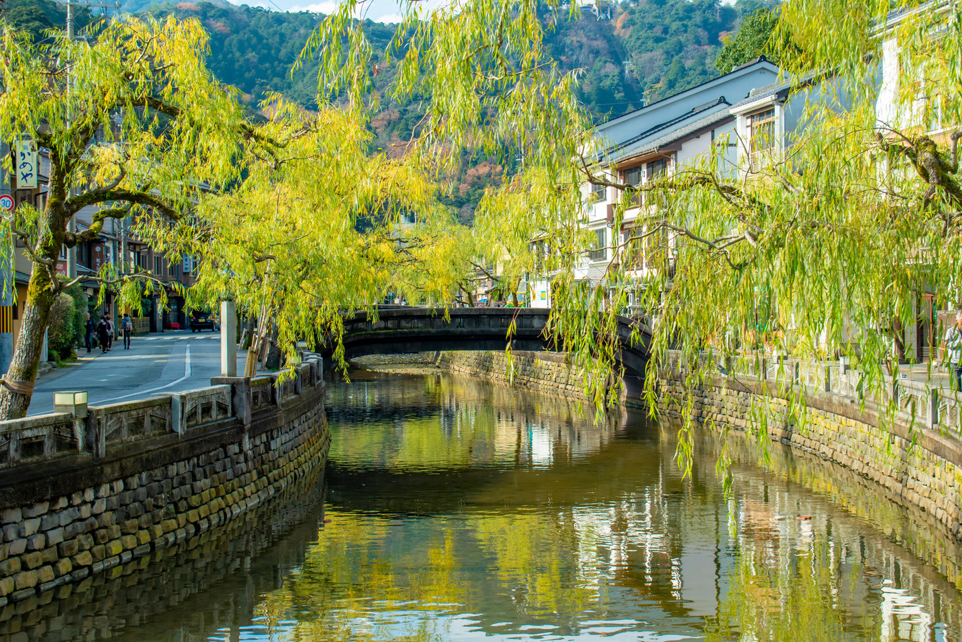 城崎温泉 桃島橋から観る城崎の町並み