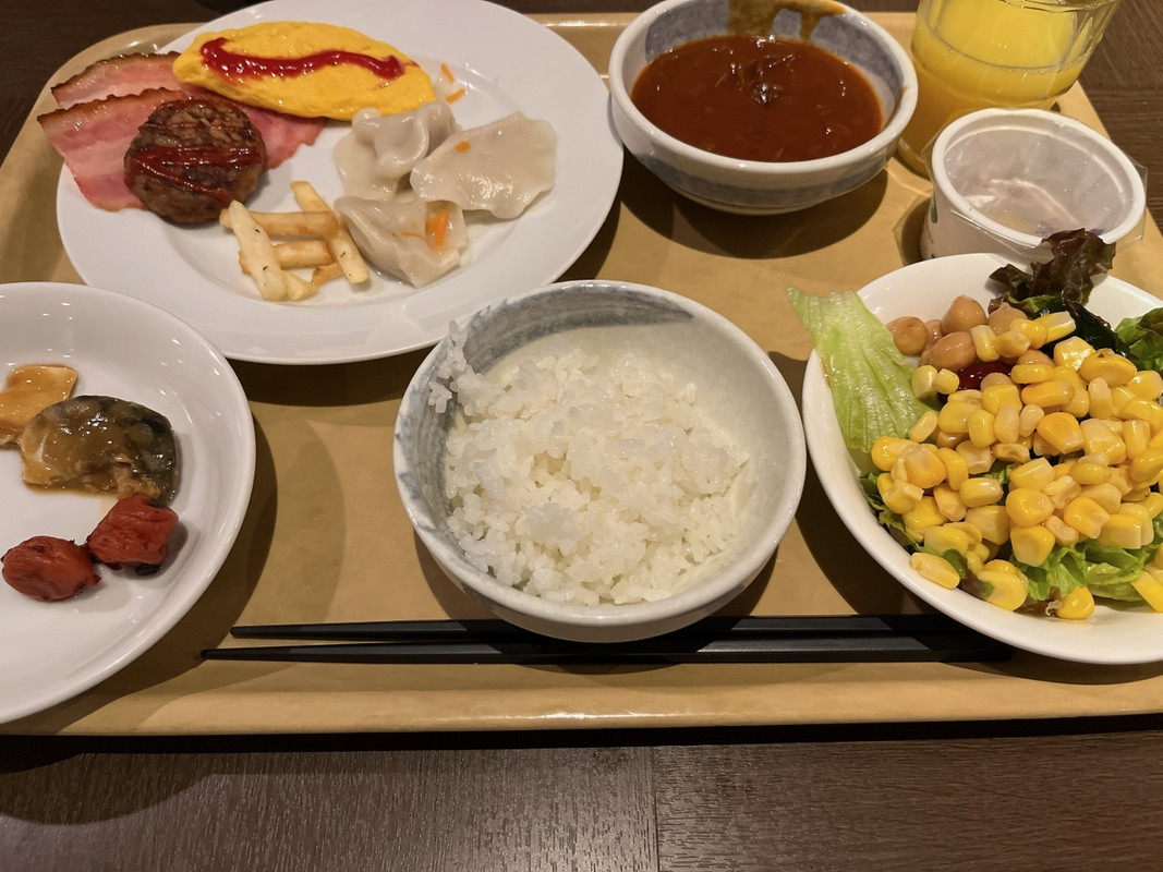 朝食は無料でビュッフェスタイル