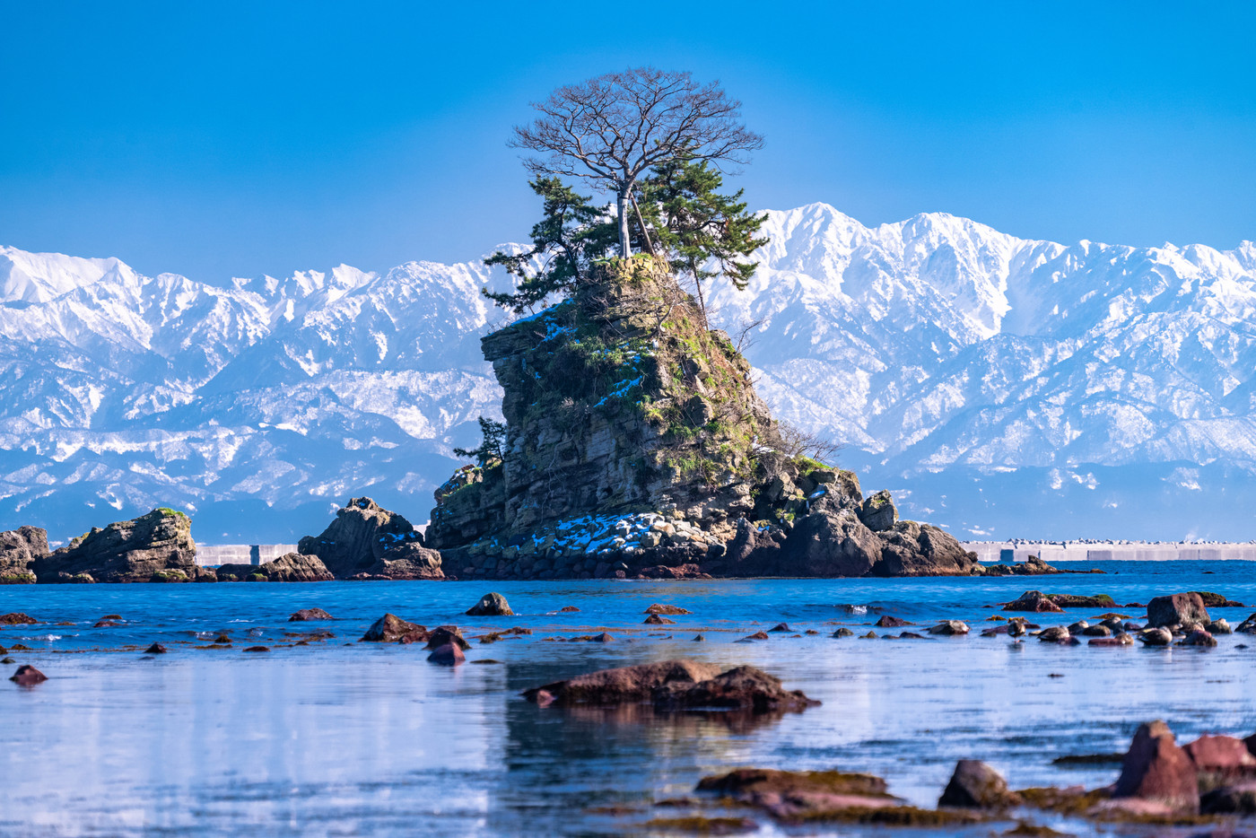 《富山県》冬の雨晴海岸・富山一の景勝地