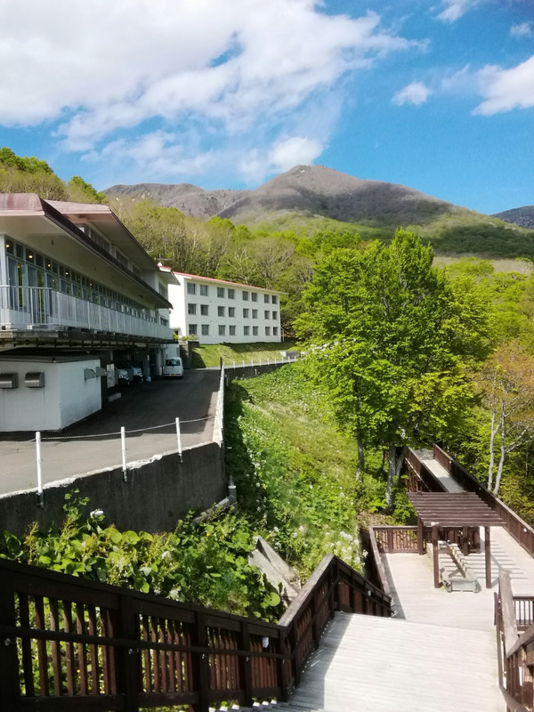 ホテルと遊歩道