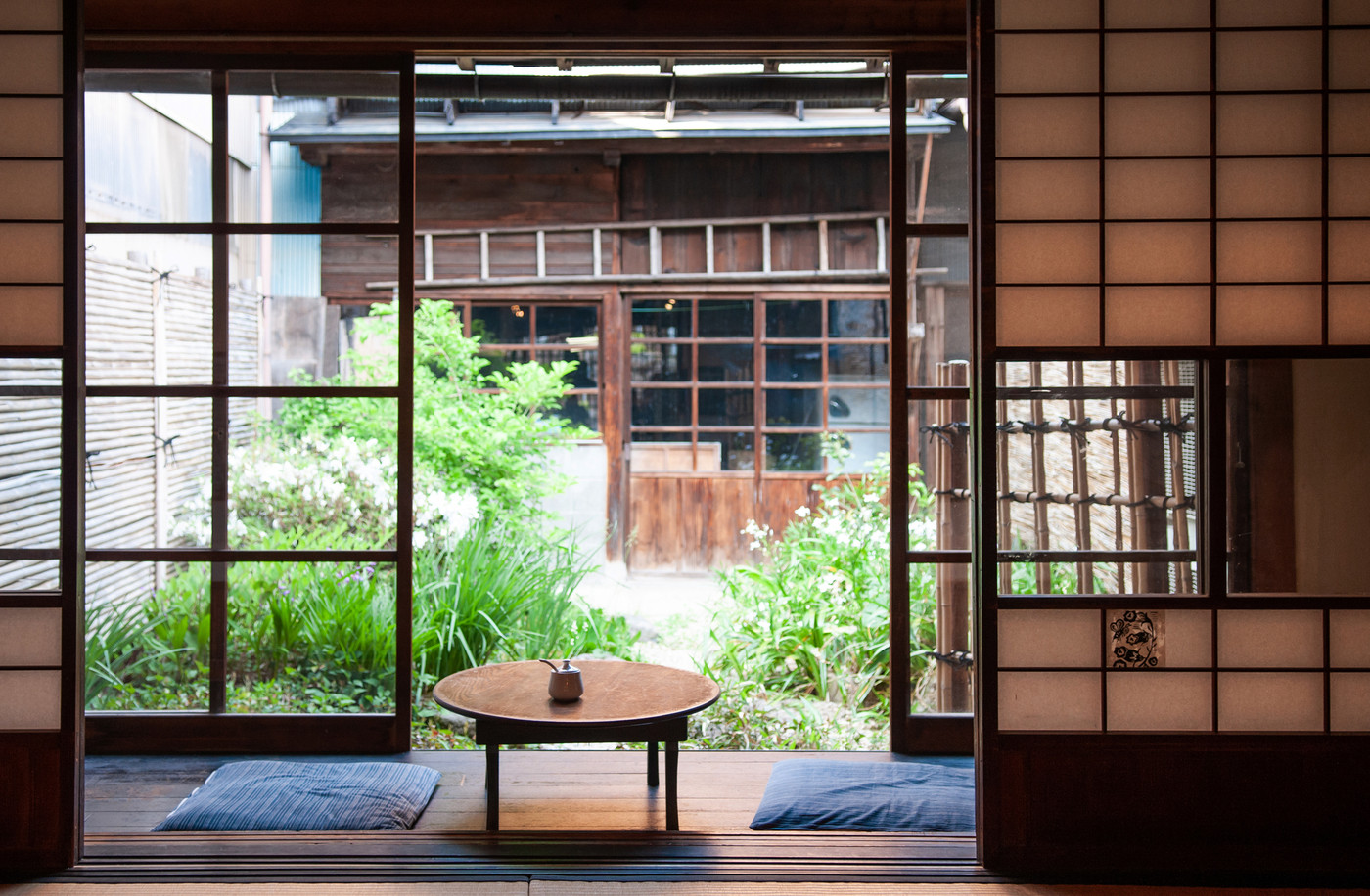 Old Japanese houses interior with sliding doors