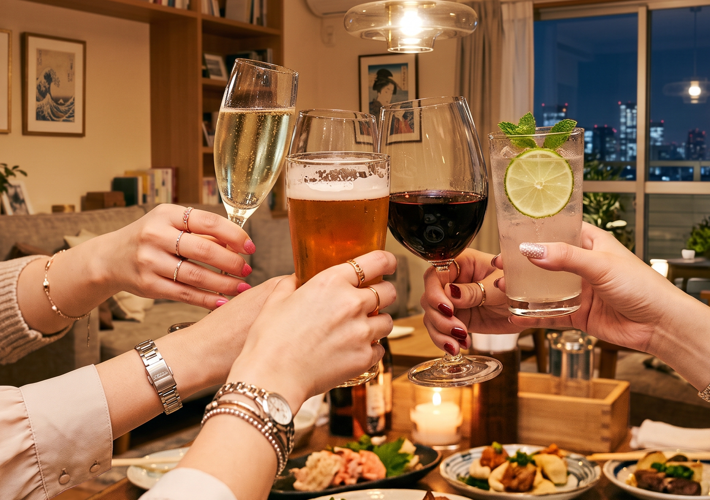 ピンク色のお酒が可愛かったです。