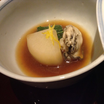 「日々魚数寄 東木」料理 40918 源助大根と牡蠣のふろふき