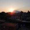 岩木山に沈む夕日