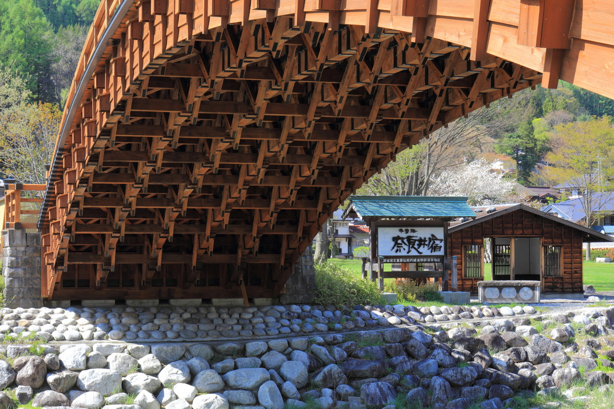 木曽の大橋の木組み