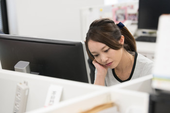 stress business woman office scene