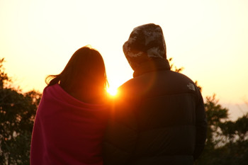 couple watching the sunrise