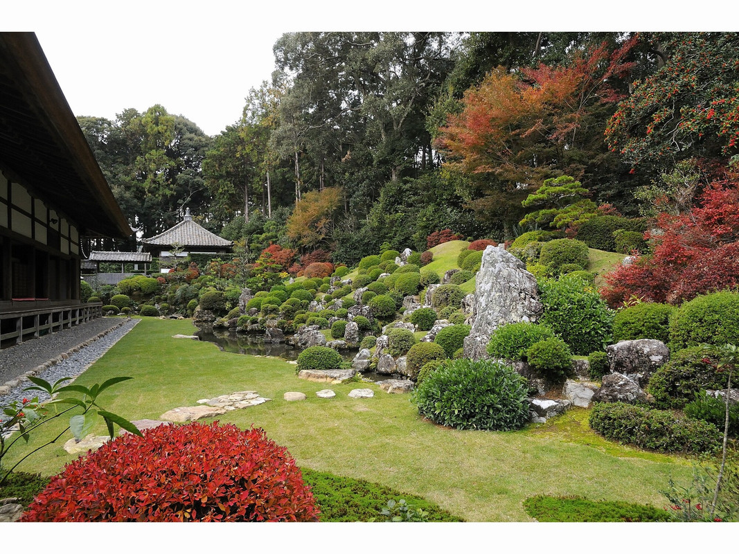 紅葉した「龍潭寺」の庭園