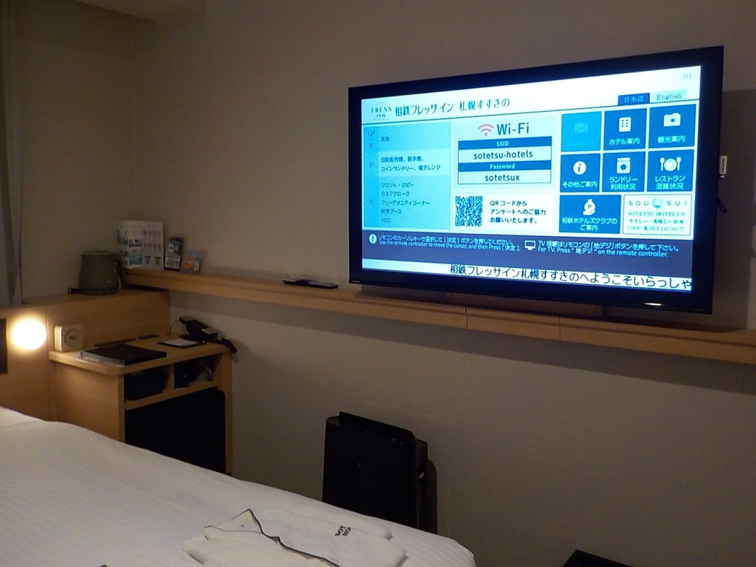 壁掛けテレビはベッドから距離が近すぎて見にくいです。