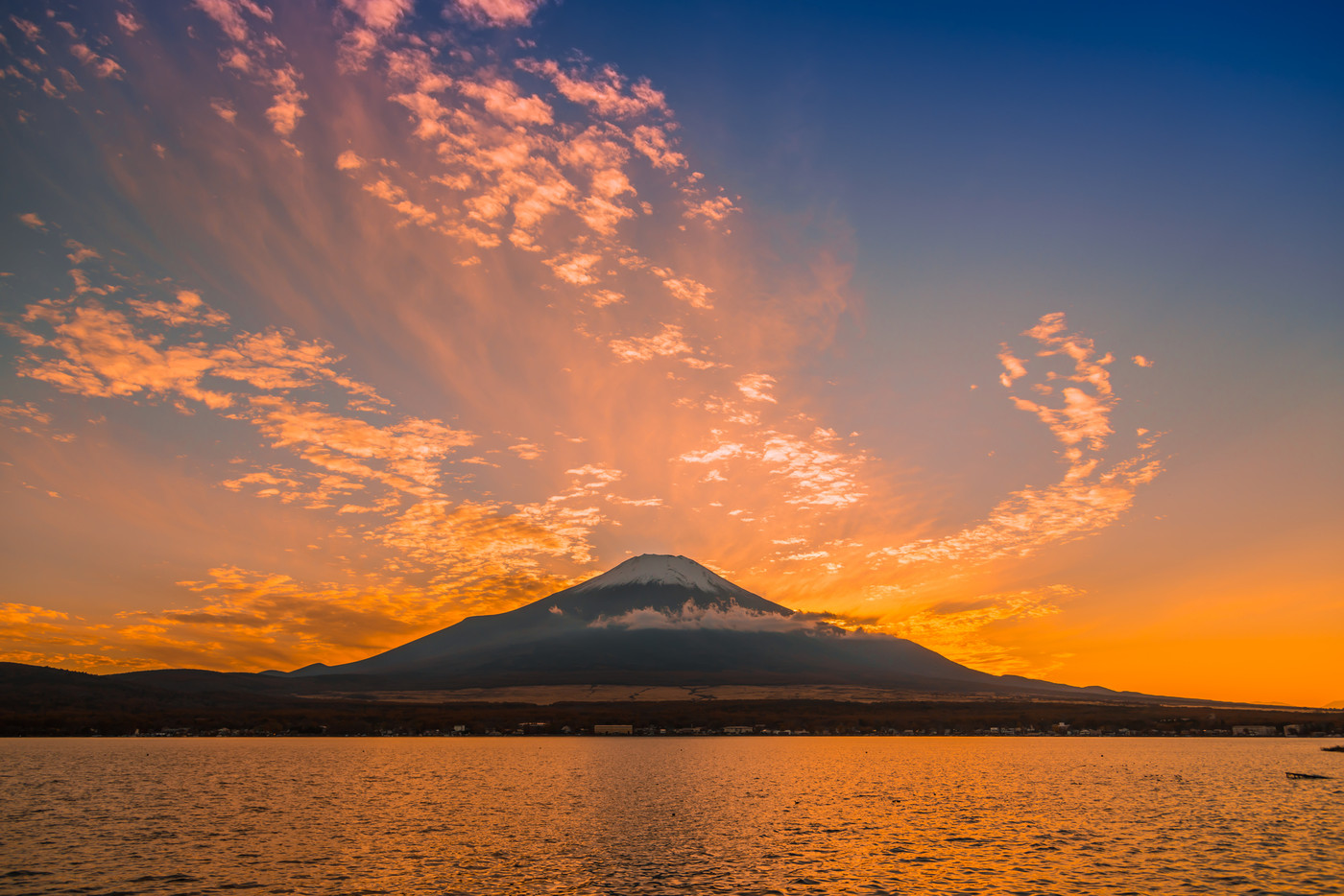 【山中湖からの夕焼けの富士山】