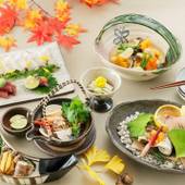 庭のホテル 東京（東京都 シティホテル）：旬の食材をたっぷり使った「会席コース」。房総直送の新鮮魚介や江戸野菜など、旬の厳選素材を使った彩り豊かな料理が並ぶ。 / 3