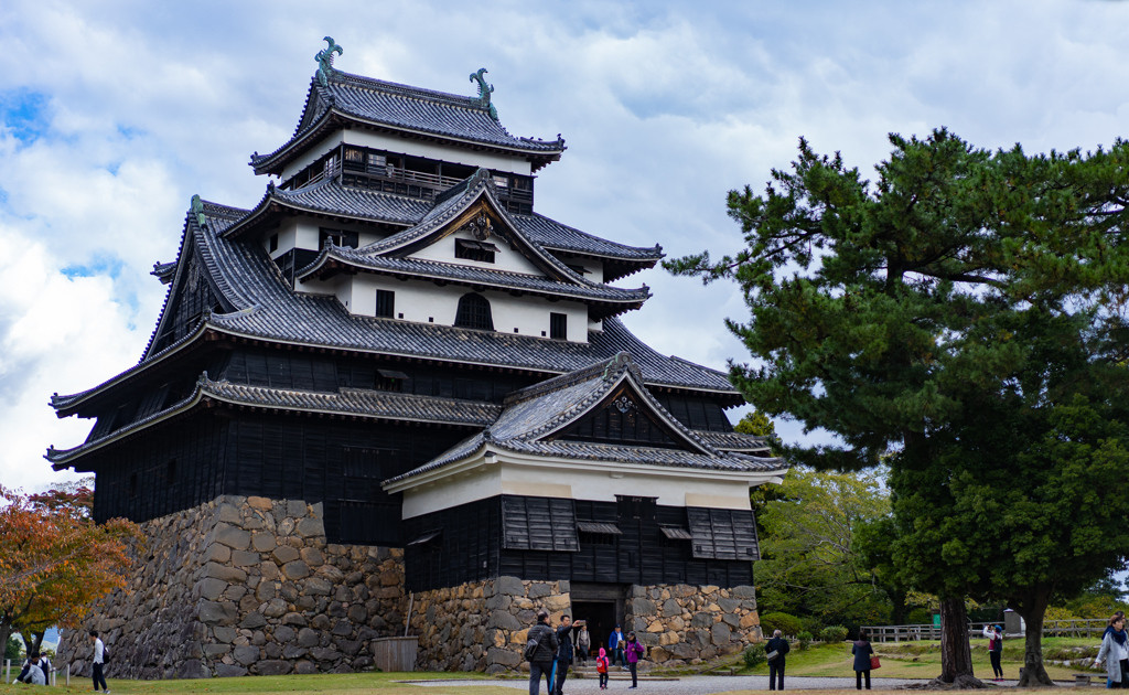 日本の城　松江城　別名千鳥城　天守閣は国宝　日本桜名所100選　都市景観100選に選ばれている