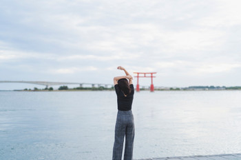 woman at dusk