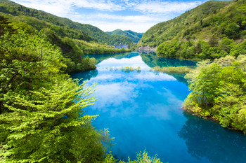 Fresh green Okushima Lake