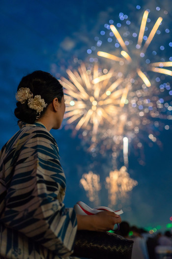 浴衣と花火