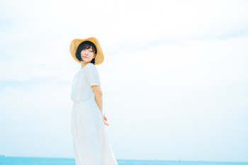 sea and young woman