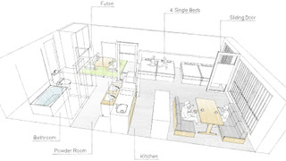 デラックス1ベットルームジャパニーズアパートメント