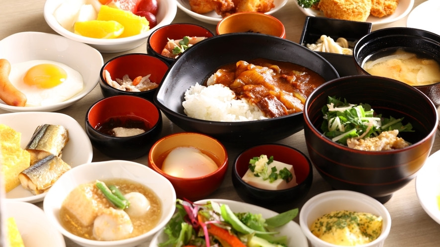 人工温泉・サウナと、色とりどりの朝食を楽しむホテル3978150