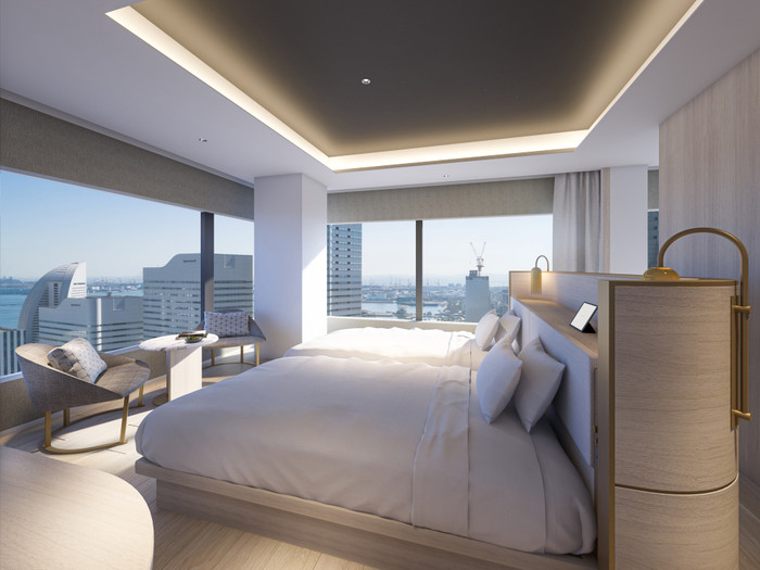 広々とした「エグゼクティブコーナーツイン」。空と繋がっているような開放感が感じられます