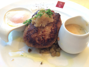 「ハンバーグ ウィル」料理 1063862 ハンバーグ プレーン 柚子胡椒ソース 温泉卵付（1000円）
