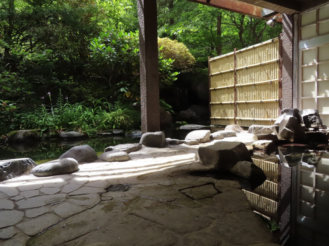 露天風呂の前には池