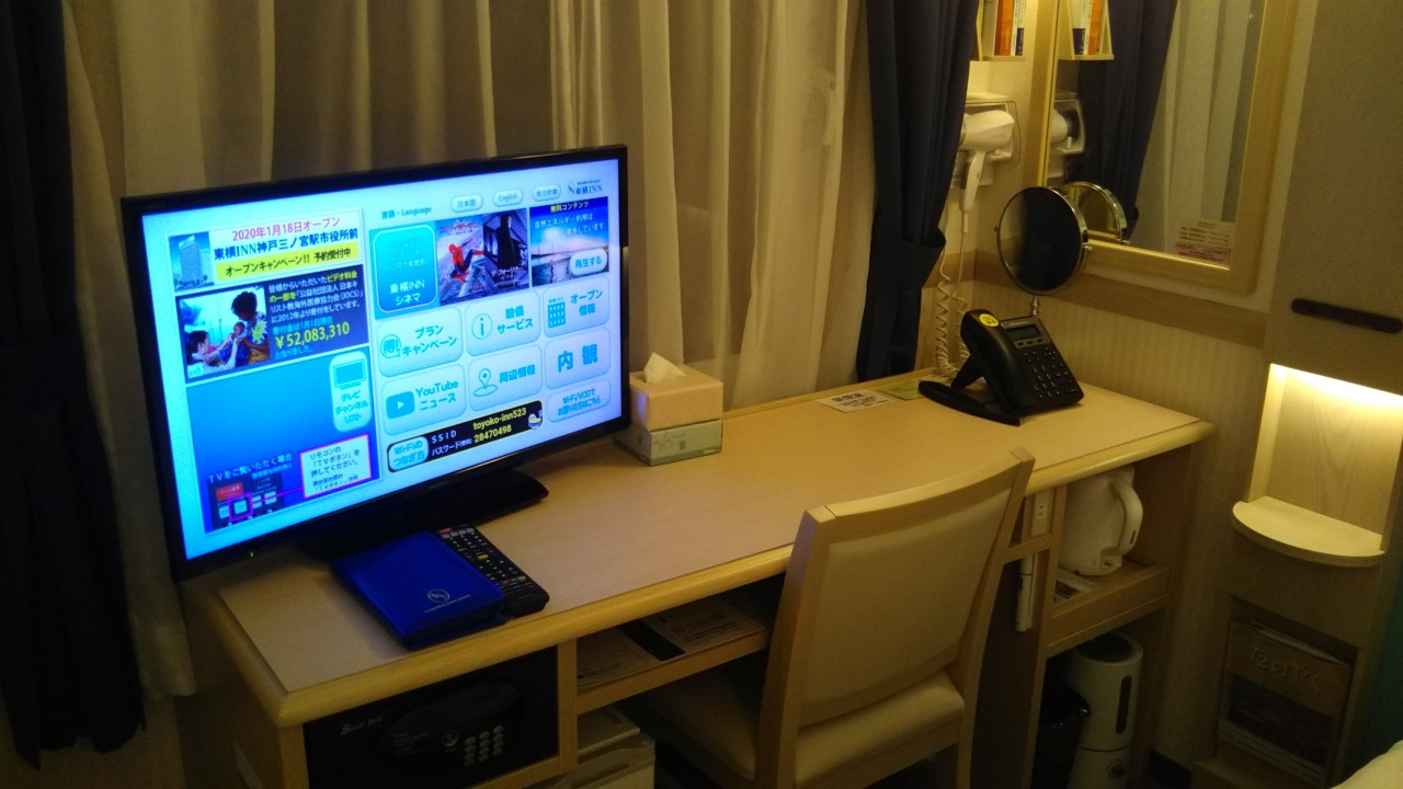 机まわりです。テレビもあります。