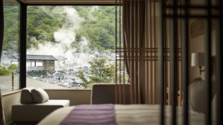 テラスプレミアキングベッドダブル 本館 (3階 半露天風呂+テラス付き和洋室)