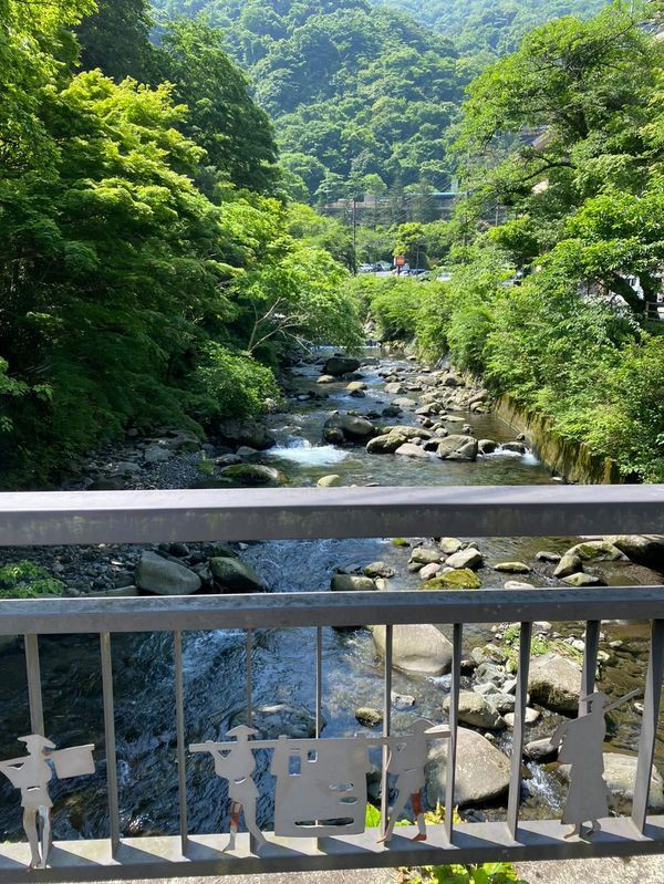 箱根湯本エリアには早川や須雲川が流れていて、爽やかなせせらぎに癒される。写真は「木もれびの宿　ふるさと」に近くに架かる、鮎見橋からの風景 / 3