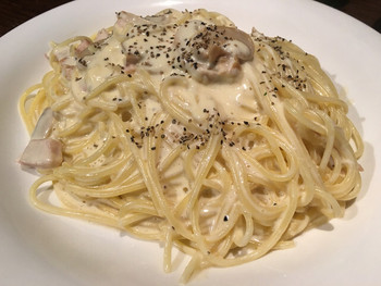 「アルディーレ」 料理 72391019 カルボナーラ1,200円（大盛り無料、ドリンクバー・サラダ付）