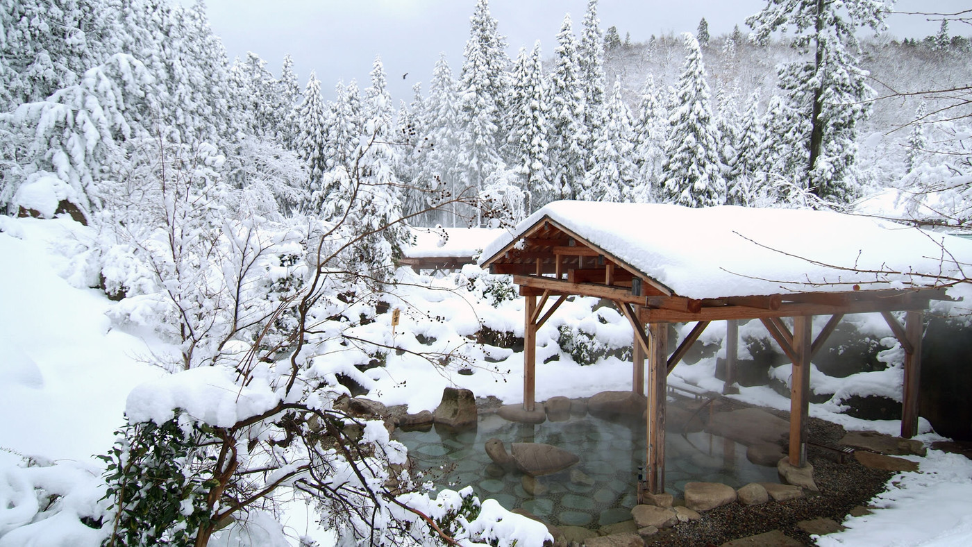貴重な「ラジウム温泉」を楽しむ雪見露天風呂3390623