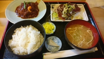 「割烹 ゆず」 料理 71202138 煮込みハンバーグとかつおのたたき定食