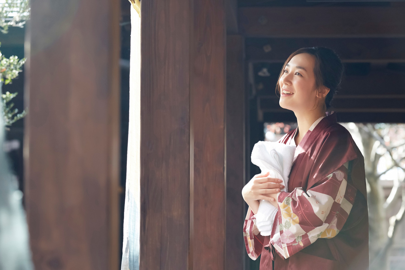 温泉　女性ポートレート