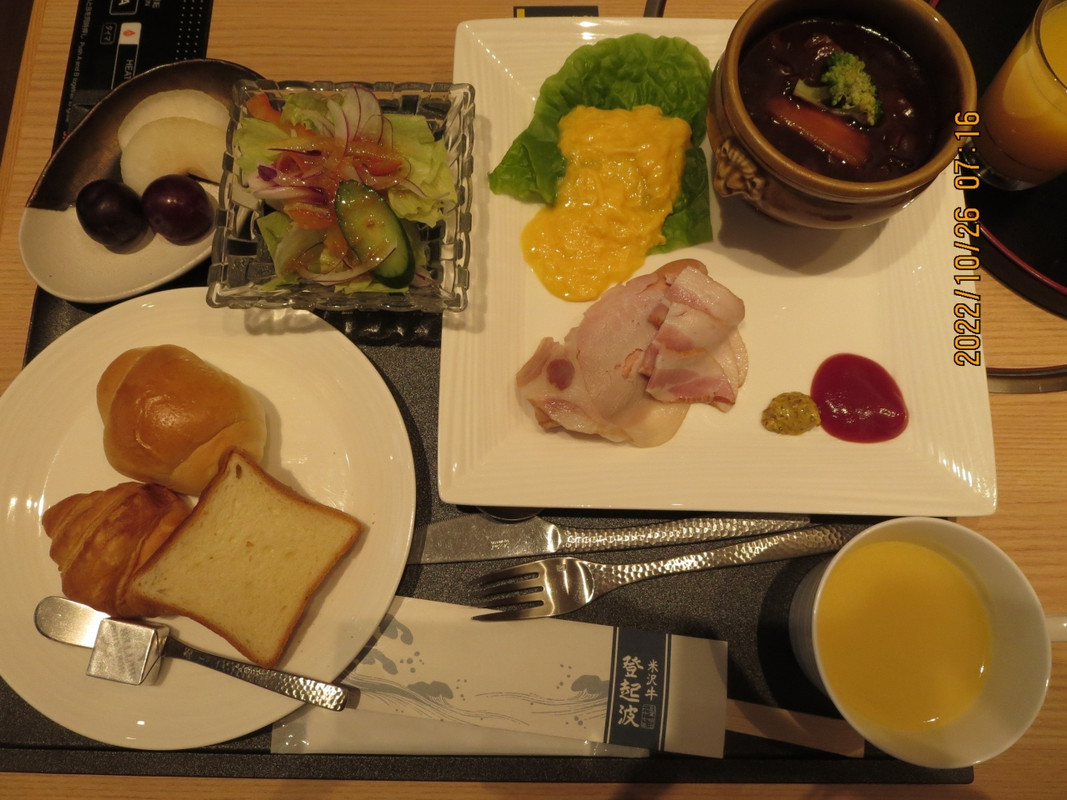 米沢牛を使った朝食