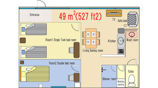 [1階北欧スタンダード中部屋] 寝室×2 (50平米) 禁煙 1 - 5名様 -テラス無し