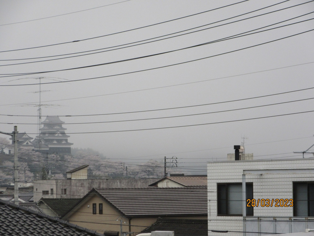 部屋から大洲城が見えた。