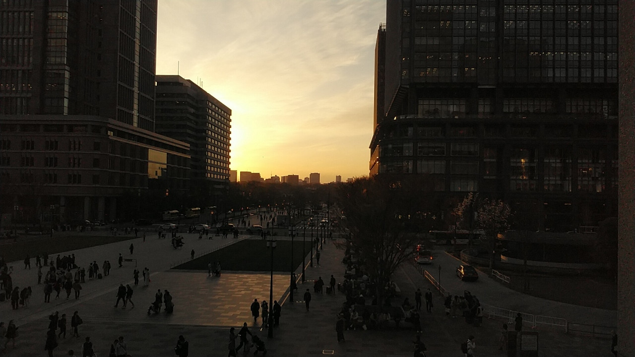 夕陽に染まる景色