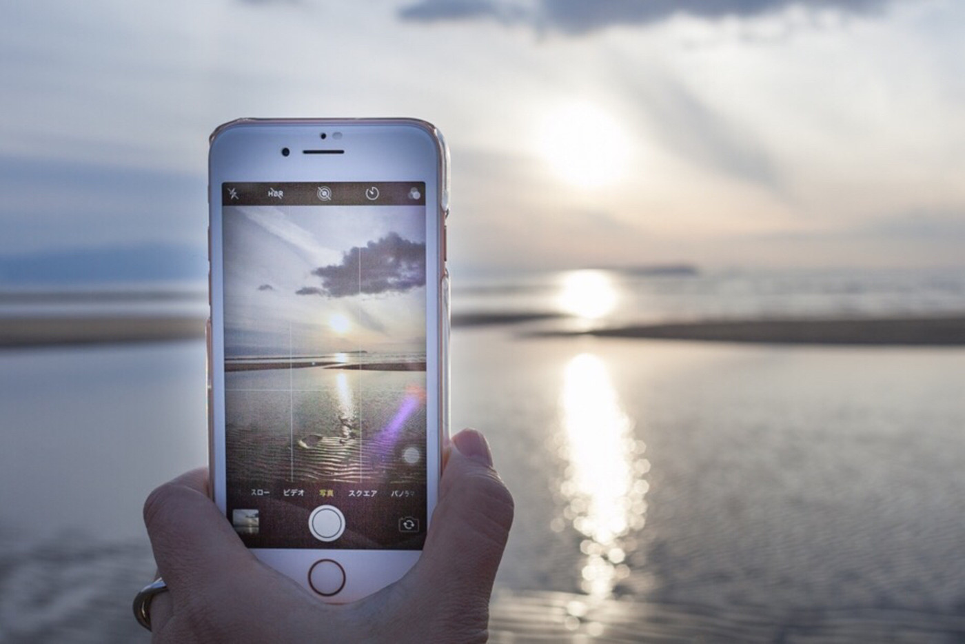 綺麗な夕日をスマホに収めつつ写真を撮ってみました