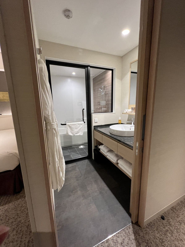 洗面所とバスルームは分かれていて足元段差もない