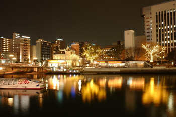 Night view of Nakasu area in Hakata, Fukuoka city