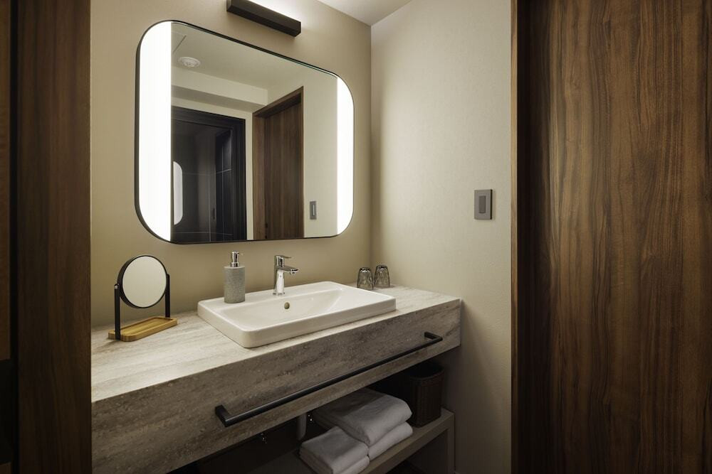 綾館 温泉露天風呂付プレミアルーム テラス付の洗面台