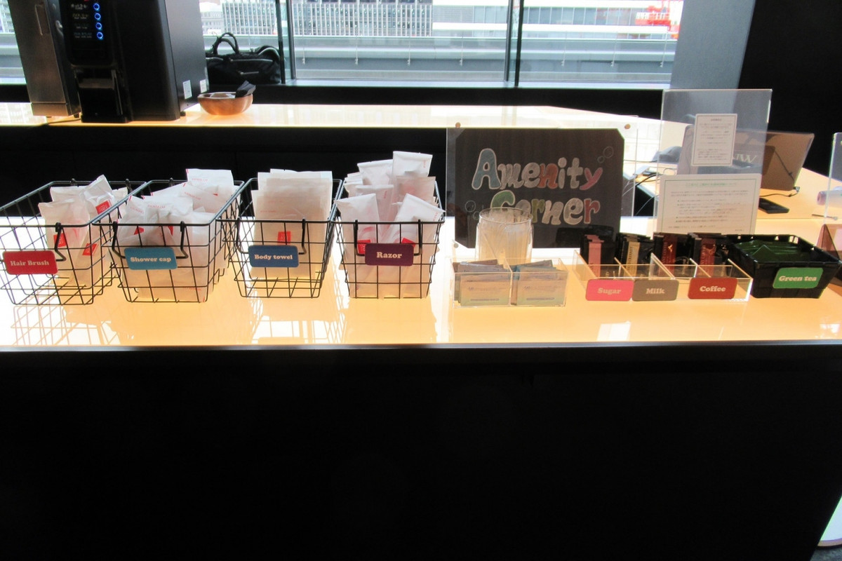 バスアメニティやコーヒー・お茶などはアメニティコーナーで