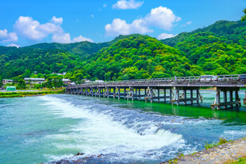 Fresh greenery in Arashiyama and Togetsukyo Bridge