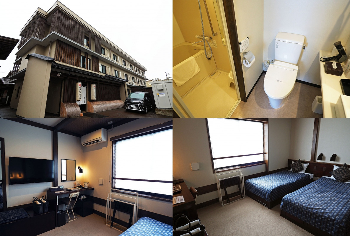 ベッドとデスク間は中型スーツケースを2個ギリギリ広げられる幅